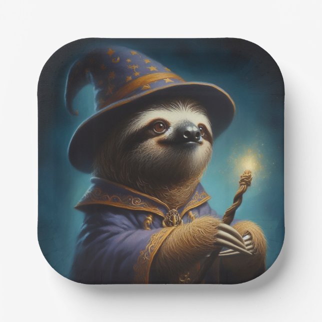 Sloth Wizard Pappteller (Vorderseite)
