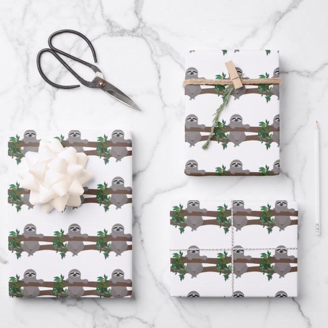 Sloth Wrapping Paper Sheets Geschenkpapier Set (Vorderseite)