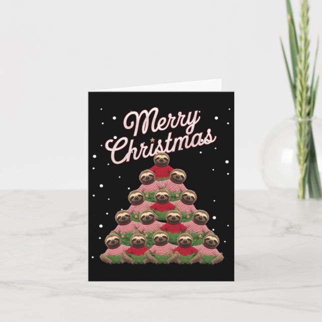 Sloth Xmas Tree Sloths Christmas Tree Karte (Vorderseite)
