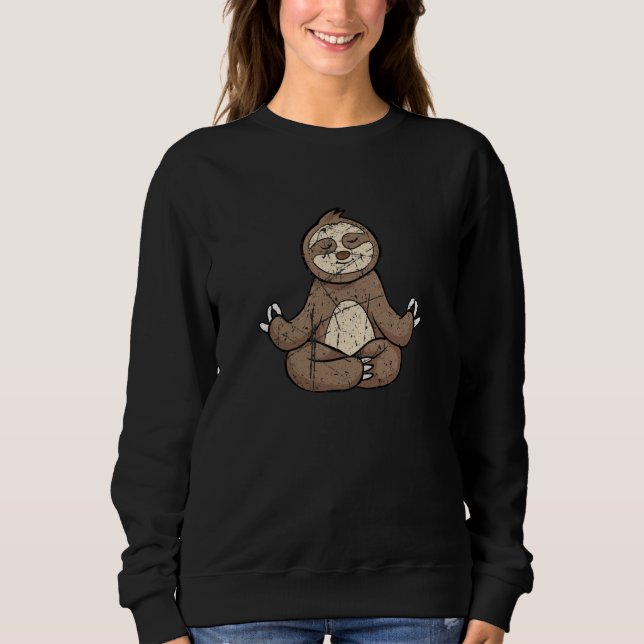 Sloth Yoga Lazy Animal Distressed Boys Girls Sweatshirt (Vorderseite)