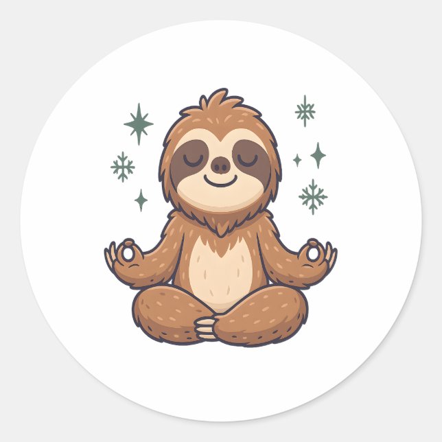Sloth Yoga Sloth Runder Aufkleber (Vorderseite)