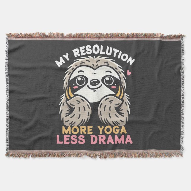 Sloth Yoga Throw Blanket - Mehr Yoga Weniger Drama Decke (Vorderseite)