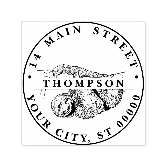 Sloth Zeichnend Lithograph #1 Name Rücksendeadress Permastempel (Design)