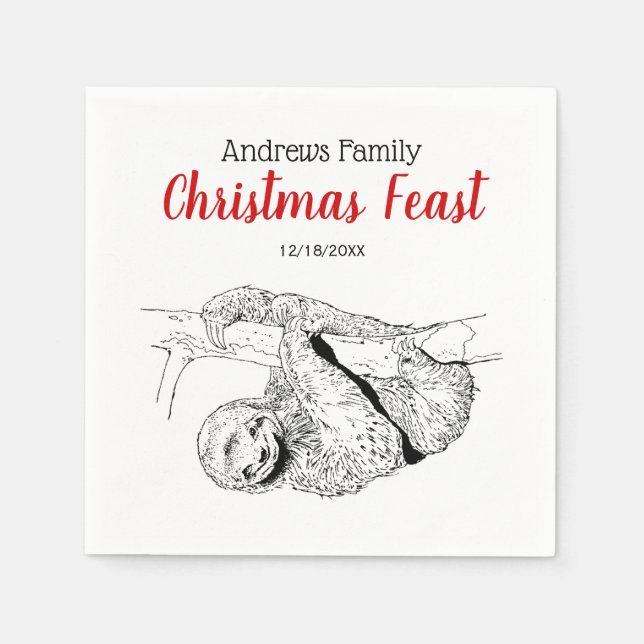 Sloth Zeichnend Lithograph #1 Serviette (Vorderseite)