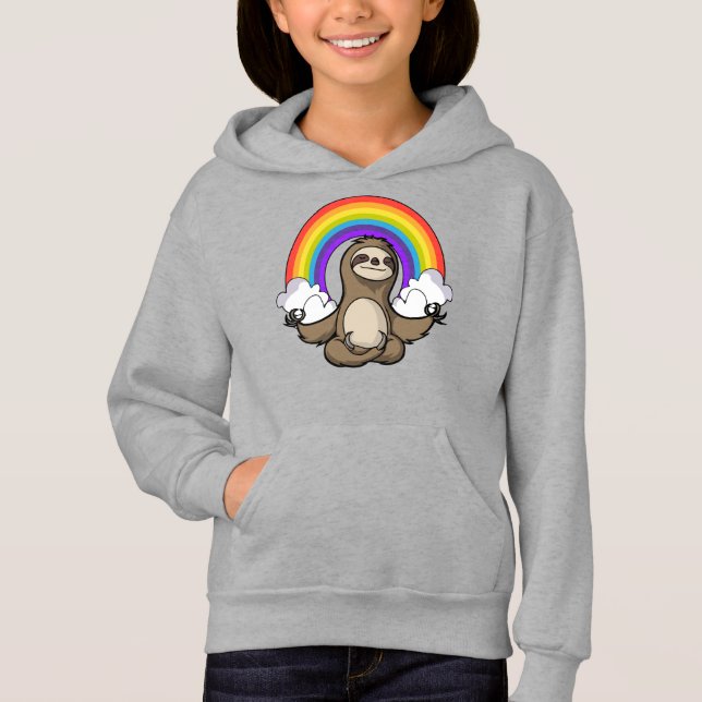Sloth Zen Yoga Meditation Rainbow Animal Hoodie (Vorderseite)