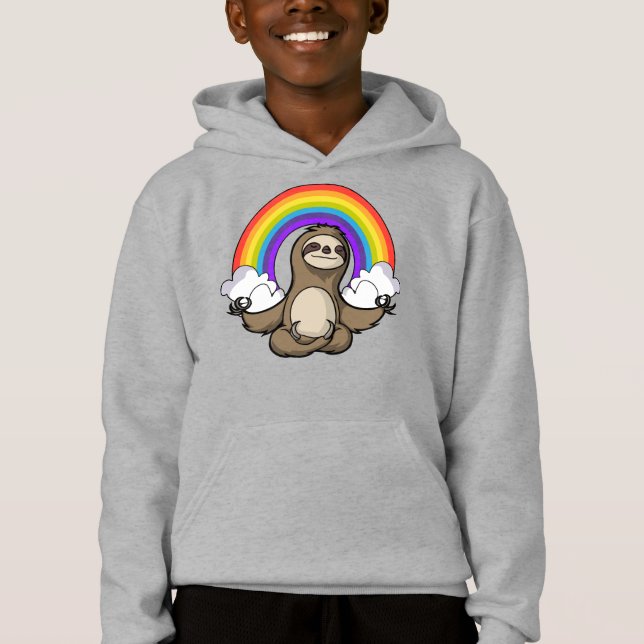 Sloth Zen Yoga Meditation Rainbow Animal Hoodie (Vorderseite)