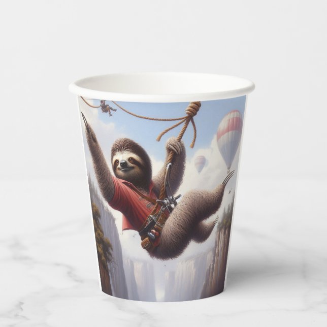 Sloth Ziplining Pappbecher (Vorderseite)