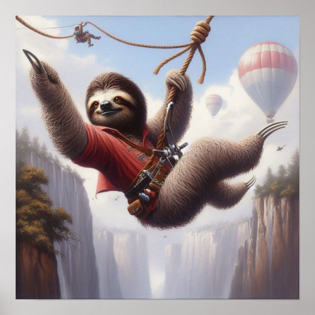 Sloth Ziplining Poster (Vorne)