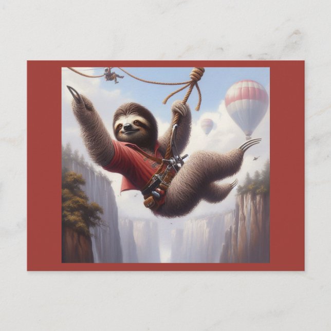 Sloth Ziplining Postkarte (Vorderseite)