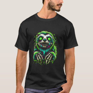 Sloth Zombie Vibrant Halloween Graphic Horror Comi T-Shirt