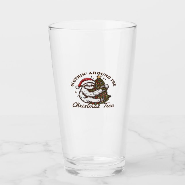 Slothin Around the Christmas Tree, Funny Christmas Glas (Vorderseite)