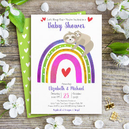 Sloths Boho Rainbow Baby Shower Moderne Niedliche  Einladung