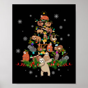 Sloths Christmas Tree Lights Fun Sloths Xmas Gesch Poster