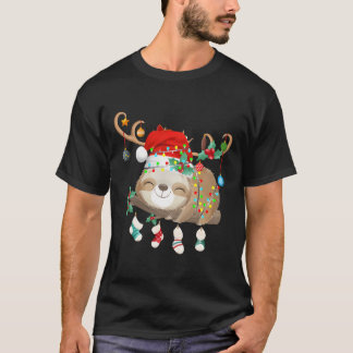 Sloths Xmas Gift Lighting Rentier Weihnachtsmannmü T-Shirt