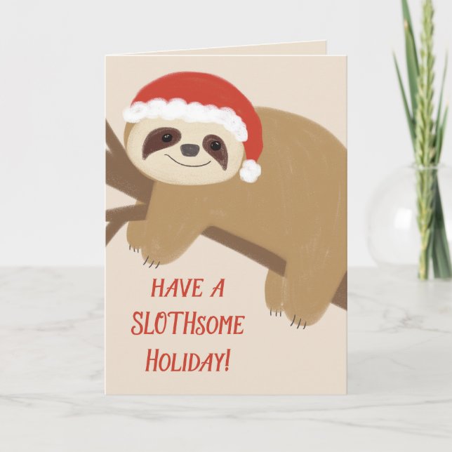 Slothsome Holiday Sloth Christmas Grußkarte Karte (Vorderseite)