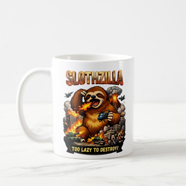 Slothzilla Too Lazy to Destroy,Funny Kaiju Monster Kaffeetasse (Links)