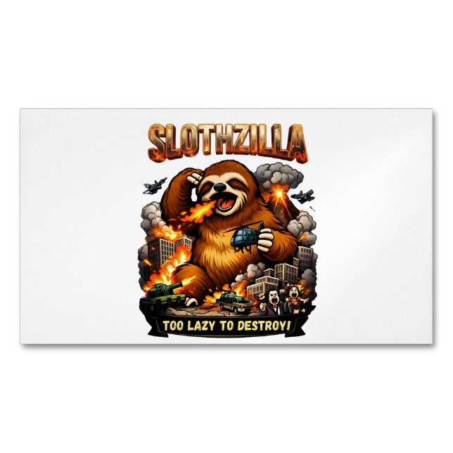 Slothzilla Too Lazy to Destroy,Funny Kaiju Monster Magnetische Visitenkarte (Vorderseite)