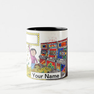 Slotmaschine - Weiblicher Cartoon von PrintedPerfe Zweifarbige Tasse