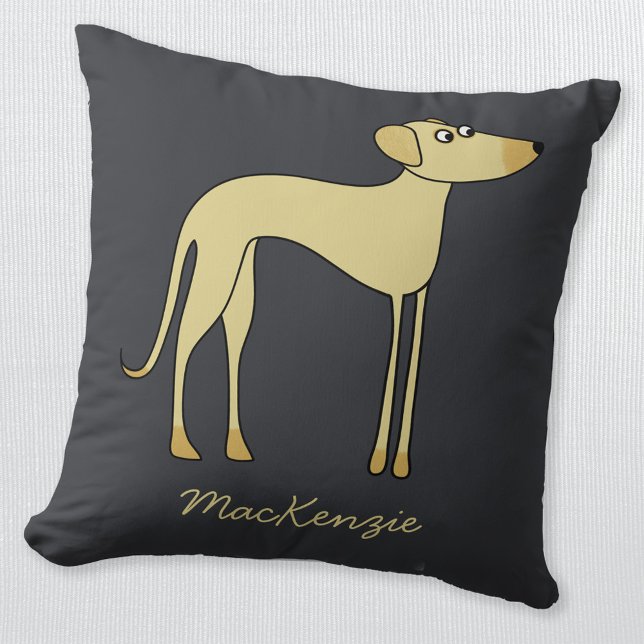 Sloughi Dog Individuelle Name Kissen (Fun Sloughi Saluki Greyhound dog personalized custom name pillow)