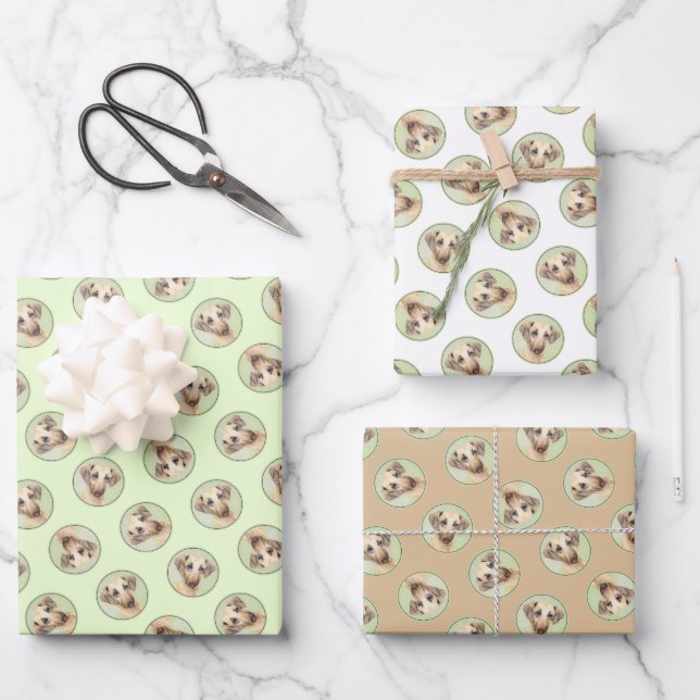 Sloughi Malerei Golden Sand Niedliche Original Hun Geschenkpapier Set (Vorderseite)