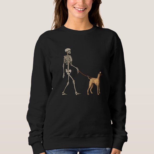 Sloughi Skeleton Dog Walking Halloween Dog Sweatshirt (Vorderseite)