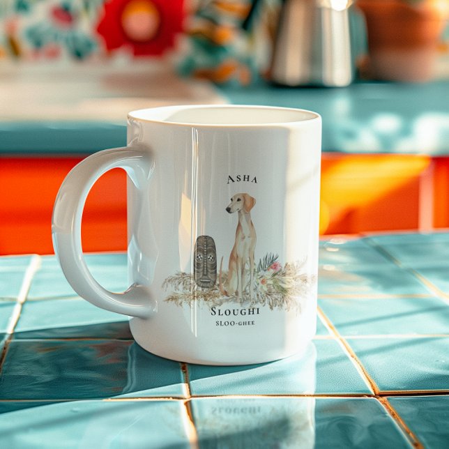 Sloughi Watercolor Dog | Monogramm Kaffeetasse (Von Creator hochgeladen)