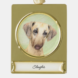 Sloughis-Malerei - Niedlich Original Hunde Art Gol Banner-Ornament Gold