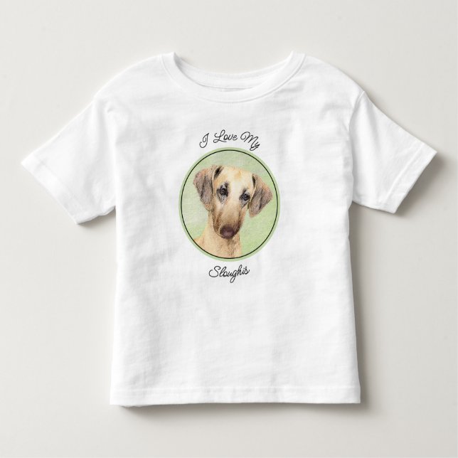 Sloughis-Malerei - Niedliche Original Hunde-Kunst Kleinkind T-shirt (Vorderseite)