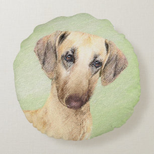 Sloughis-Malerei - Niedliche Original Hunde-Kunst Rundes Kissen