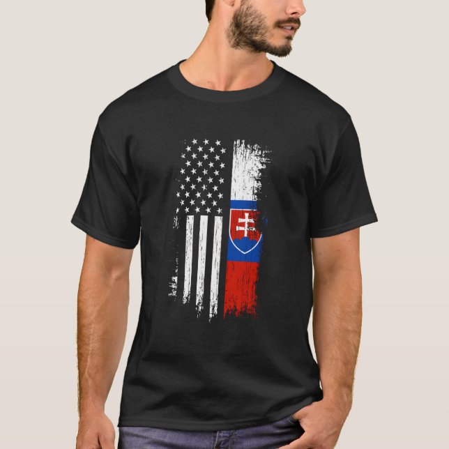 Slovak American Flag Pride Slovakia Usa T-Shirt (Vorderseite)