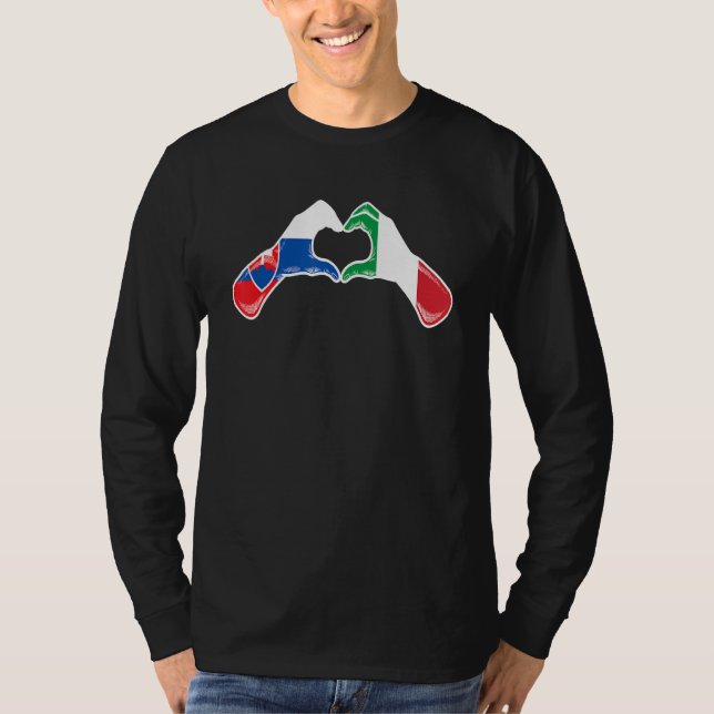 Slovakia Italy Flag  Slovakian Italian Heart T-Shirt (Vorderseite)