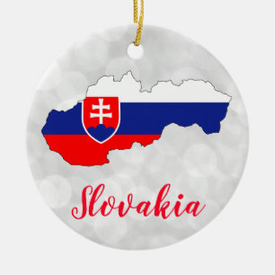 Slovakia Slovak Flag Map Christmas Keramik Ornament