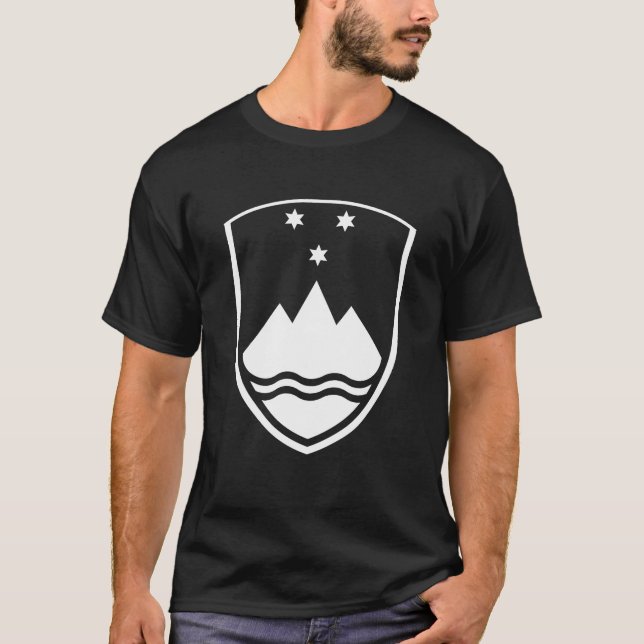 Slovenia Coat of Arms Symbol Black and White T-Shirt (Vorderseite)