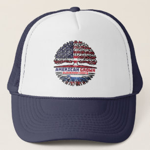 Slovenia Slovenian American USA Tree Roots Flag Truckerkappe