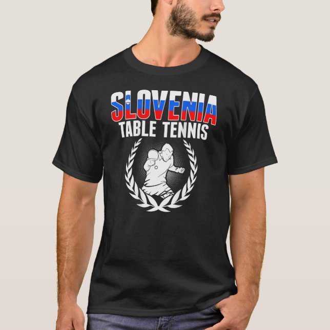 Slovenia Table Tennis  Slovenian Ping Pong Support T-Shirt (Vorderseite)