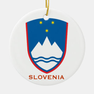 SLOVENIA* Wappen-Verzierung Slovenski Božični Keramikornament