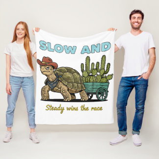 Slow and Steady Motivation Turtle Illustration Fleecedecke