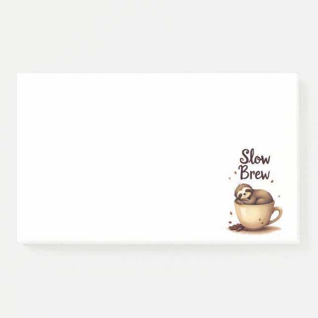 Slow Brew Kaffee Faultier Post-it Klebezettel (Vorderseite)