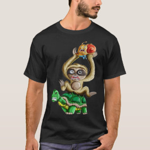 Slow Chill Turtle Sloth Snail Piggyback T-Shirt
