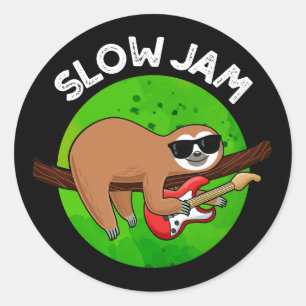 Slow Jam Funny Music Animal Pub Dark BG Runder Aufkleber