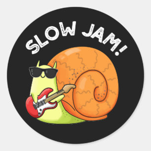 Slow Jam Funny Music Snail Puff Dark BG Runder Aufkleber