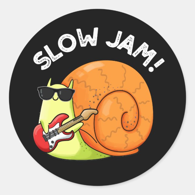 Slow Jam Funny Music Snail Puff Dark BG Runder Aufkleber (Vorderseite)