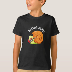 Slow Jam Funny Music Snail Puff Dark BG T-Shirt