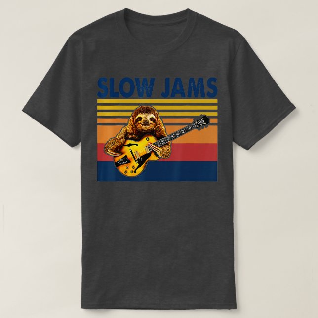 Slow Jams GUITAR Funny Sloth Play Gitarre T-Shirt (Design vorne)