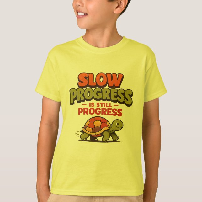 Slow Progress Is Still Progress Turtle Motivation T-Shirt (Vorderseite)