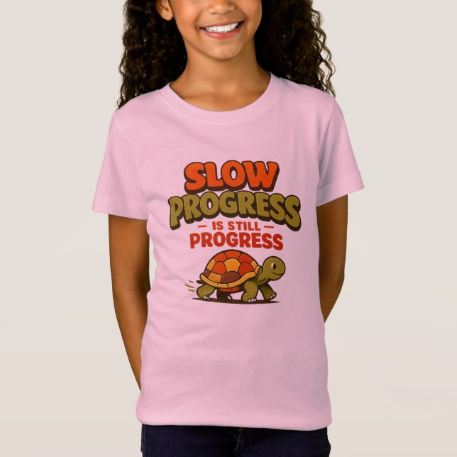Slow Progress Is Still Progress Turtle Motivation T-Shirt (Vorderseite)