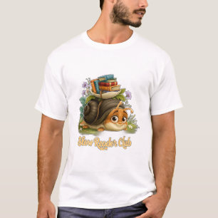 Slow Reader Club Niedlicher Schnecke Mit Büchern T-Shirt
