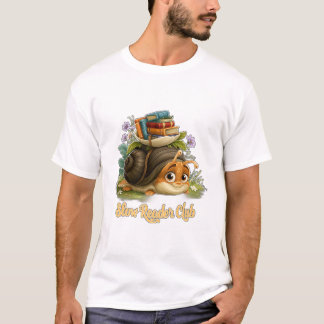 Slow Reader Club Niedlicher Schnecke Mit Büchern T-Shirt