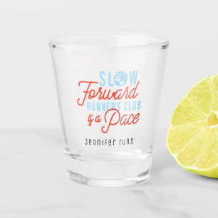 Slow Runners Club Lustiger Spruch Blau Orange Text Schnapsglas