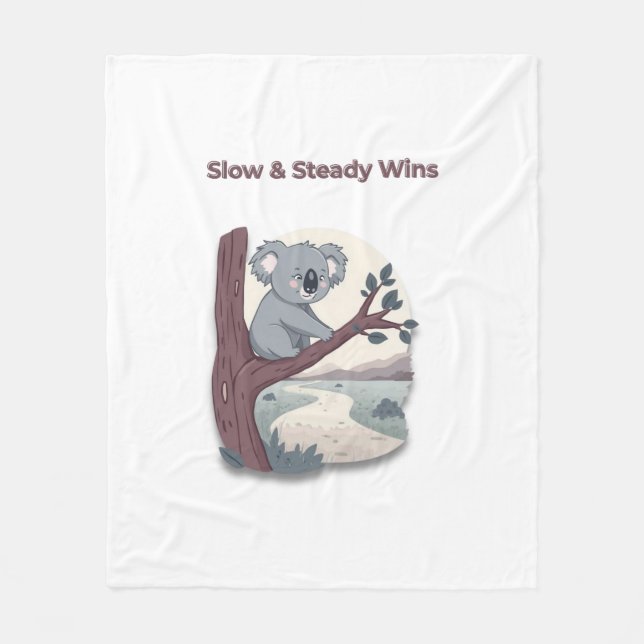 **"Slow & Steady Wins – Motivational Cute Koala "* Fleecedecke (Vorderseite)